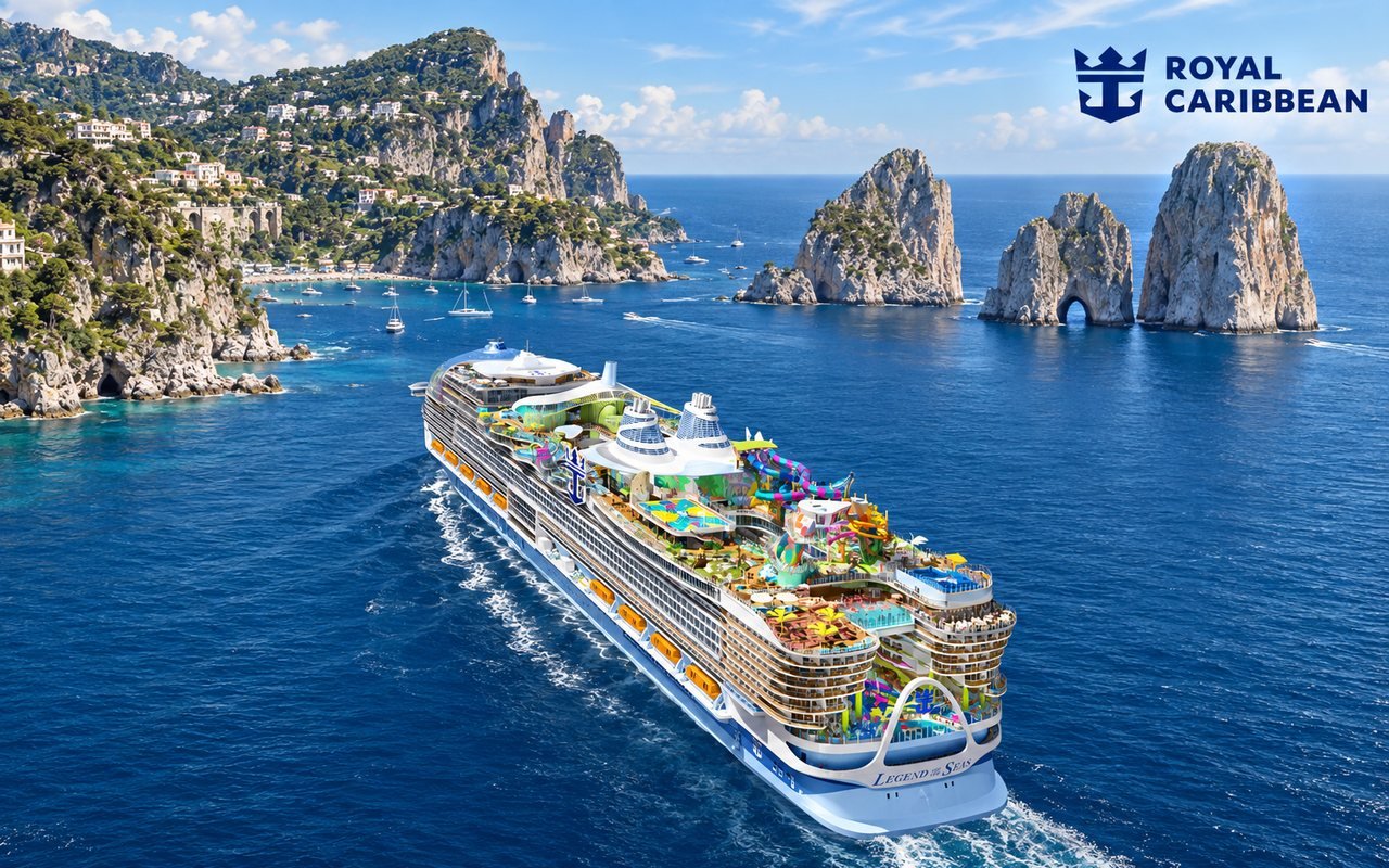 Legend of the Seas sailing past the Faraglioni rocks off Capri